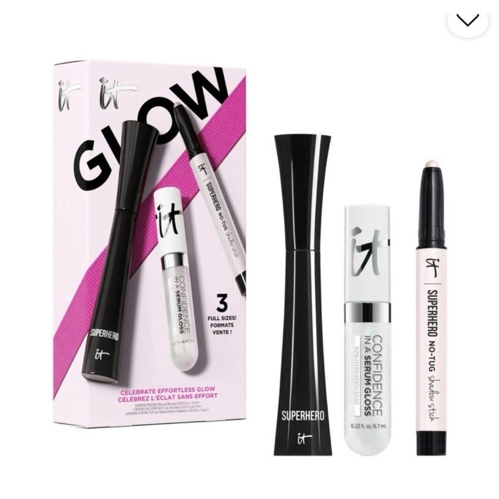 IT COSMETICS Celebrate Effortless Superhero Mascara, Shadow, serum gloss set